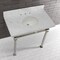 Kingston Brass KVPB36MOQ6 36-Inch Carrara Marble Console Sink, Marble White/Polished Nickel KVPB36MOQ6 - alternate 3